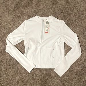 Calia running white long sleeve (new) (white and silver) (size large)